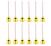TOBBOMEY Lot de 20 Clochettes en Laiton Doré Brossé Petites Cloches Métalliques Rouges avec Ficelle Décoration Suspendue de Noël pour Sapin Porte Cheminée Guirlande et Bricolage