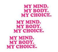 TOBBOMEY Lot de 3 Autocollants Féministes PVC «Mon Esprit Mon Corps Mon Choix» Imperméables pour Pare-Chocs et Vitres de Voiture Décoration Pro Choice Solide et Résistante à L’Usure