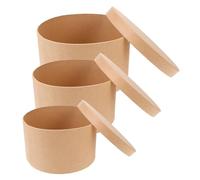 TOBBOMEY Lot de 3 Boîtes Présents Rondes en Papier Kraft avec Couvercles Hermétiques Tailles S-M-L Emballage Recyclé pour Biscuits Bonbons et Pâtisseries Anniversaires et Mariages