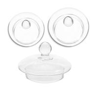 TOBBOMEY Lot de 3 Couvercles en Verre pour Théière Diamètres 8,2 Cm, 7,5 Cm et 400 Ml Couvercles de Rechange Compatibles pour Théière à Infusion de Fleur, Résistance la Chaleur,