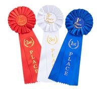 TOBBOMEY Lot de 3 Médailles de Récompense Sportives avec Rubans aux Trois Couleurs Rouge Blanc Bleu Insignes de Prix de Participation pour Garçon et Filles Médailles D’Excellence