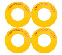 TOBBOMEY Lot de 4 Autocollants D’Étiquette D’Arrêt D’Urgence Industriels 62 MM Polypropylène Couleur Vive pour Équipements de Sécurité Bouton-Poussoir Usage Usine et Maintenance
