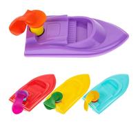TOBBOMEY Lot de 4 Bateaux Propulsés par Ballon à Monter Soi-Même Scientifique DIY en Plastique Solide Couleur Aléatoire Dispositif Expérimental Éducatif pour Garçon et Couleur Aléatoire