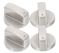 TOBBOMEY Lot de 4 Boutons de Commande Rotatifs en Acier Inoxydable pour Cuisinière à Gaz 6 Mm, Accessoires de Remplacement pour Poêle, Four et Brûleur Gaz, Usage la Cuisine Domestique