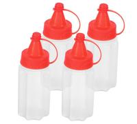 TOBBOMEY Lot De 4 Mini Bouteilles De Ketchup À Presser Contenant Portable Pour Vinaigrette Mini Bouteilles De Sauce D’Assaisonnement En Polypropylène Rouge