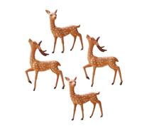 TOBBOMEY Lot de 4 Mini Figurines de Cerfs en PVC Décorations Animales Compactes pour Micro-Paysage et Gâteau Statuettes de Bureau Délicates Ornements Animaux pour Maison de Poupée et