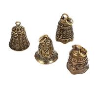 TOBBOMEY Lot de 4 Pendentifs Clochettes Décoratives en Laiton Vintage Style Chic Léger et Portable pour Porte-Clés Décoration Paquet ou Valise