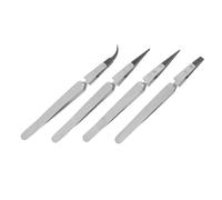 TOBBOMEY Lot de 4 Pinces Esd en Acier Inoxydable Têtes Interchangeables Pinces de Précision à Verrouillage Croisé et Pointe Courbe pour Électronique Bijouterie et Laboratoire