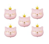 TOBBOMEY Lot de 5 Ballons en Aluminium de Chat Couronné, Grosse Taille, Couleur Rose, Décoration de Fête D’anniversaire et Mariage, Ballons Animaux Dessin Animé pour Fournitures de Fête