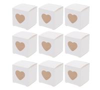 TOBBOMEY Lot de 50 Coffrets Présents Mariage en Papier Blanc avec Fenêtre Transparente de Cœur Mini Boîtes à Bonbons Pliables pour Dragées et Décorations pour Fêtes et Cérémonies