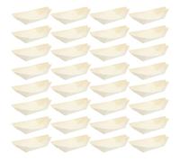 TOBBOMEY Lot de 50 Plateaux en Bois Jetables de Bateau 6 Pouces Couleur Bois Naturel Assiettes à Sushi Rustiques Plateaux pour Snacks Service Traiteur et Pique-Niques