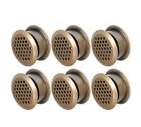 TOBBOMEY Lot de 6 Couvercles de Ventilation Ronds en Acier Inoxydable Doré 35 Mm, Grilles D'aération pour Placards, Armoires et Étagères à Chaussures, Ventilation pour Sols et Plafonds,