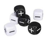 TOBBOMEY Lot de 6 Dés de Jeu Standard Noirs et Blancs Signes Plus et Moins en Plastique Léger et Solide Gros Dés Adaptés aux Jeux de Société et Fêtes pour Garçon et Filles et Soirées