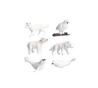 TOBBOMEY Lot de 6 Figurines Animaux Arctiques en Plastique, Ensemble Décoratif Pingouin, Ours Polaire, Panthère Marine Jouets Miniatures pour Décoration Maison et Bureau