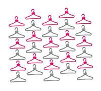 TOBBOMEY Lot de 60 Mini Cintres pour Poupée, Cintres pour Vêtements de Maison de Poupée, Petit Porte-Robe en Plastique Robuste, Couleurs Rose et Gris Argenté, Accessoires pour Organiser