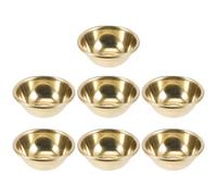 TOBBOMEY Lot de 7 Bols d'Offrande Bouddhistes en Laiton Jaune, Diamètre 9 CM, Bol d'Eau Bénite Sacré pour Rituel de Contemplation et Cérémonie de Temple Bouddhiste, Récipient Religieux