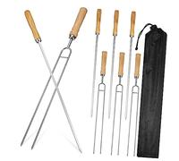 TOBBOMEY Lot De 8 Fourchettes Et Accessoires Pour Barbecue Kit D & # 39 Accessoires Pour Barbecue Brochettes Brochettes Supports Pour Fourchettes Outils Couleur Aléatoire