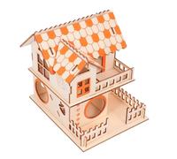 TOBBOMEY Maison Bois pour Hamster Double Cachette Respirante et Exercice pour Petits Animaux Refuge Confortable et Anti-Stress pour Hamsters Nains et Rongeurs