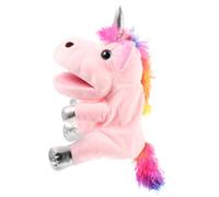 TOBBOMEY Marionnette à Main Licorne en Peluche Rose, Éducatif Interactif pour Garçon et Filles, Marionnette Conteuse Réaliste, Accessoire de Jeu et Spectacle, 1 Pièce