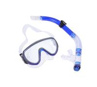 TOBBOMEY Masque de Snorkeling Adulte Kit Plongée avec Tuba Sec Système Anti-buée et Anti-Fuite Vision Panoramique Bleu