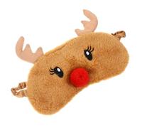 TOBBOMEY Masque de Sommeil en Peluche Motif Cerf de Noël Nez 3D Bandeau Élastique Ajustable Doux Peau Confortable et Lavable - pour Voyages Siestes et Sommeil Réparateur