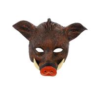 TOBBOMEY Masque Sanglier Halloween PU Marron Décoration Réaliste pour Fête Costumée Accessoire Photo et Cosplay