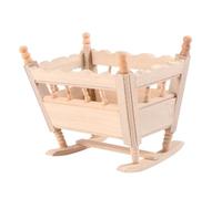 TOBBOMEY Mini-Berceau en Bois Naturel Non Verni Fait Main, Mobilier Miniature Écologique pour Maison de Poupée, Éducatif Compact et Décoratif, Adapté aux Mini-Maisons, 1 Pièce