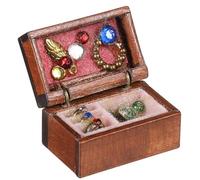 TOBBOMEY Mini Boîte à Bijoux Vintage pour Maison de Poupée, Accessoire Décoratif Minuscule en Matériau Ancien, Coffret Miniature Détaillé pour Décoration de Bureau ou Coiffeuse, Souvenir