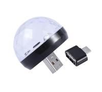 TOBBOMEY Mini Boule Facette LED USB Rotative à Détection Sonore Lumière Disco Portable pour Soirées Dj Karaoké et Fêtes à Domicile Noir