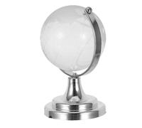 TOBBOMEY Mini Globe Rotatif Verre Transparent avec Support Ornement Sphère Carte Du Monde Décoration de Bureau et Maison Globe Terrestre Miniature pour Apprentissage et Bureau