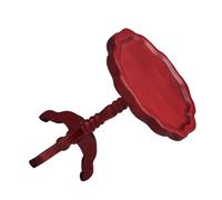 TOBBOMEY Mini Table Basse Ronde en Bois Rouge Bordure Dentelée Mini Bureau Décoratif pour Salon Meuble Miniature Polyvalent Modèle de Table en Bois Compact et Fonctionnel