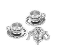 TOBBOMEY Miniature Tea Set Métal Argenté pour Maison de Poupée Ensemble Mini Théière et Tasse pour Décoration Accessoires Miniatures pour DIY Paysage et Scène Cozy