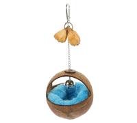 TOBBOMEY Nid Oiseau Coquille de Noix Naturelle avec Coussin Maison Suspendue pour Perroquets et Oiseaux Décorative Lit Confortable pour Volière et Cage Extérieure