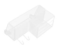 TOBBOMEY Organiseur de Lit Suspendu Blanc en Métal, Étagère de Chevet Petite Taille avec 2,7 Crochets, Rangement Suspendu pour Bureau et Lit Superposé, pour Chambre D’Élève et Dortoir,