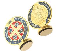 TOBBOMEY Ornements Croix en Alliage Saint Benoît 2 Pièces Décorations Religieuses pour Bureau Maison Église Surface Soyeuse pour Noël Chrétien et Présents