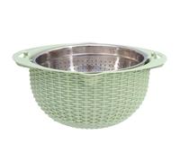 TOBBOMEY Panier de Vidange Rotatif en Acier Inoxydable 2 Couches avec Couvercle Râpe Panier à Fruits et Légumes Multifonction Couleur Vert Nordique Accessoire la Cuisine Pratique pour