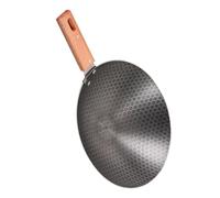 TOBBOMEY Petit Wok Inoxydable Fond Rond pour Gaz et Camping Poêle Antiadhésive avec Manche Isolant Cuisson Saine Rapide pour Personne