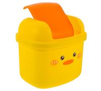 TOBBOMEY Petite Poubelle de Bureau Jaune en Plastique Solide, Mini Poubelle de Table 1 Pièce, Design Canard Mignon pour Maison, Chambre et Salon, Récipient Compact pour Déchets Quotidiens