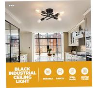 TOBBOMEY Plafonnier Industriel Noir Quatre Têtes Luminaire Suspendu Moderne pour Salon Couloir Balcon Design Vintage Américain Facile à Installer
