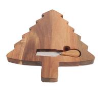 TOBBOMEY Planche à Découper Décorative Forme de Sapin de Noël Plateau Charcuterie Format avec Couteau et Fourchette pour Fruits Fromages et Légumes Design Festif et Polyvalent