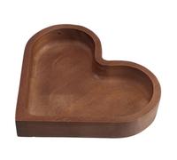TOBBOMEY Plateau de Service en Bois Massif Forme Cœur, Plat à Bonbons et Fruits Secs, Empilable et Grand, Bois de Noyer, Plateau Multifonction pour Apéritif et Décoration de Table