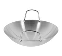 TOBBOMEY Poêle Wok Acier Inoxydable 26 CM Fond Rond Double Poignée Adapté Cuisinière Électrique