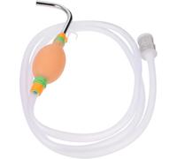 TOBBOMEY Pompe de Pêche Manuelle 2,1 M en Silicone Blanc Filtre Haute Densité et Sortie en Acier Inoxydable, Dispositif D’Aspiration D’Eau Pratique pour Matériel et Accessoires de Pêche