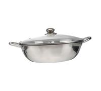 TOBBOMEY Pot à Fondue Chinoise Acier Inoxydable Casserole à Induction Multifonction avec Compartiment Double Saveur et Couvercle Verre Poignée Large pour Cuisson Familiale et Conviviale