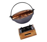 TOBBOMEY Pot à Sukiyaki Fonte Japonaise avec Fourneau Aluminium Casserole Camping Antiadhésive Résistante Haute Température Poêle à Soupe Extérieur pour Pique et Cuisine Maison