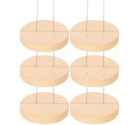 TOBBOMEY Présentoir pour Poupées en Feutrine Socle en Bois 5 CM Épaisseur 1 CM Lot de 6 set de Supports à Double Aiguille Métallique Support D’Exposition pour Figurines et Jouets