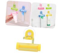 TOBBOMEY Presseur de Dentifrice Réutilisable avec Support Mural à Ventouse Squeezer de Tube de Dentifrice pour Salle de Bain et Jaune