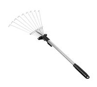 TOBBOMEY Râteau à Télescopique Acier avec Tête Aluminium Dents Outil de Jardinage Pratique pour Pelouse et Jardin Manche Antidérapant Confortable