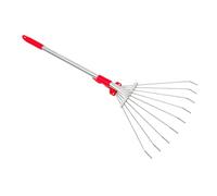 TOBBOMEY Râteau de Jardin Acier Inoxydable pour Nivellement de Pelouse Outil Léger Manche Télescopique Ergonomique pour Plantation et Désherbage Extérieur