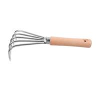 TOBBOMEY Râteau de Jardinage Manuel Acier Inoxydable avec Manche Bois Petit Râteau Ergonomique à Dents pour Ameublir Le Sol Désherbage et Travail Précis du Sol Outil Compact et Robuste